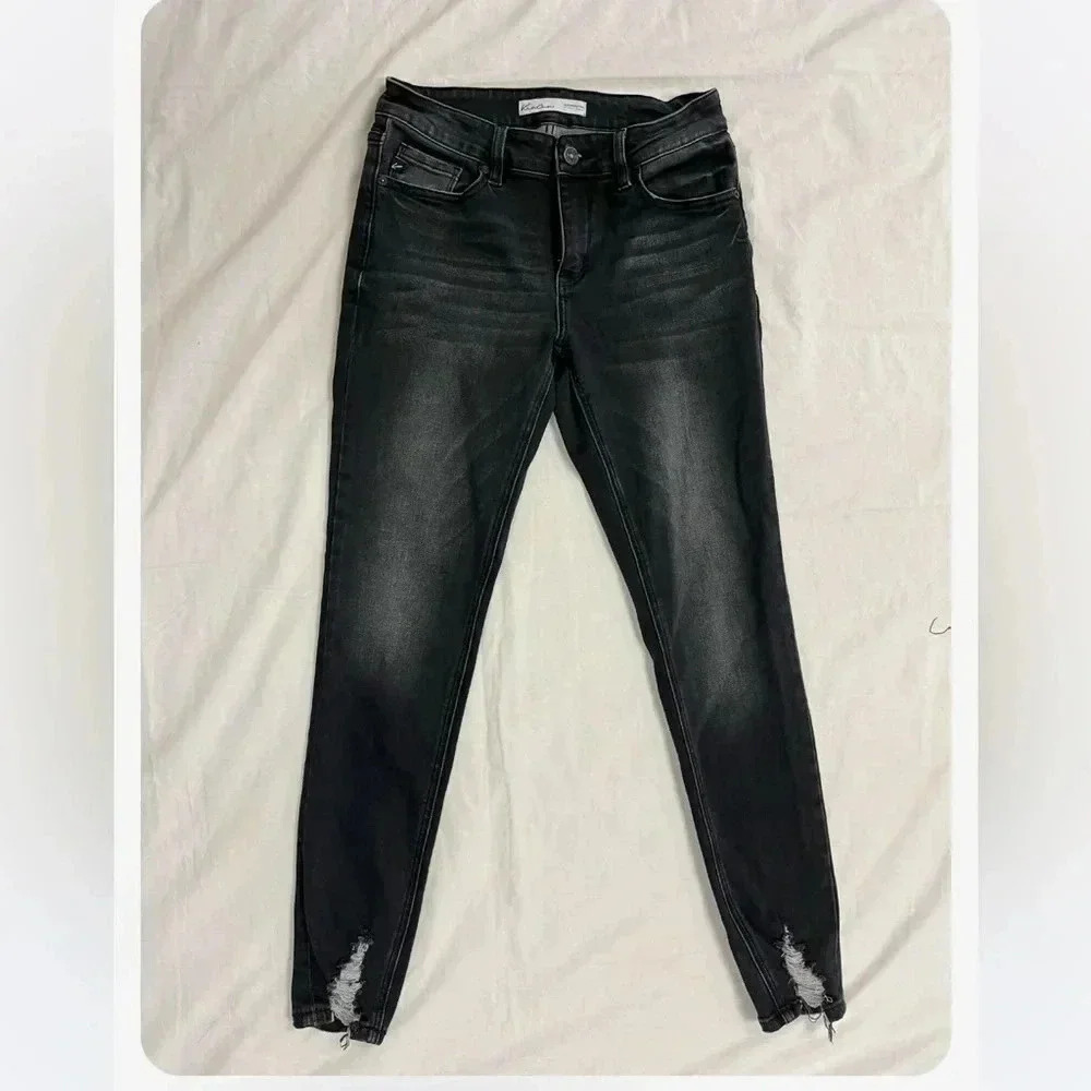 KanCan Eatilo Distressed Skinny Black Jeans Size 27